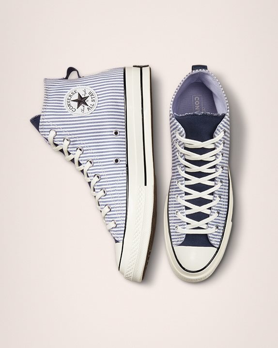 Unisex Converse Chuck 70 Hickory Stripe High Top Washed Indigo - Click Image to Close