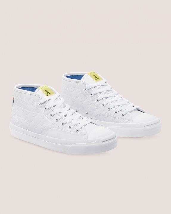 Unisex Converse X Alexis Sablone Pride Jack Purcell Pro Mid White - Click Image to Close