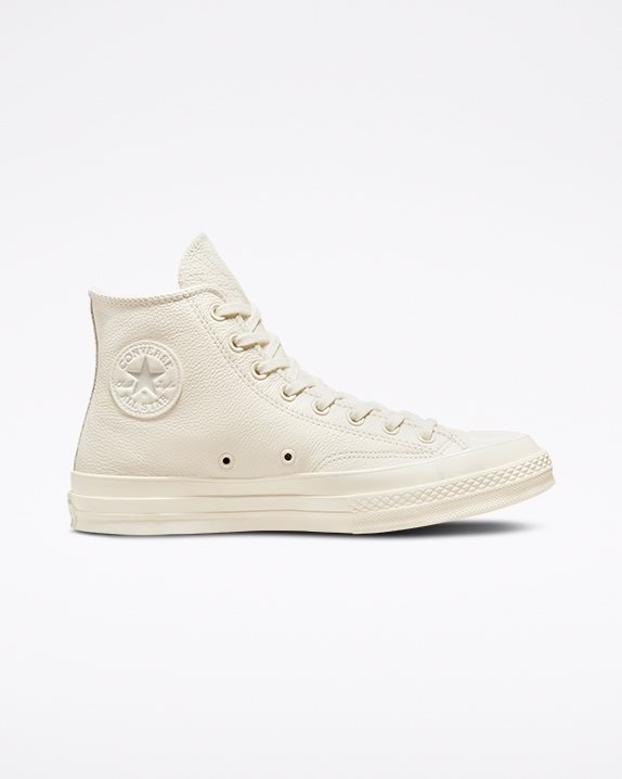 Unisex Converse Chuck 70 Tonal Leather High Top Egret - Click Image to Close