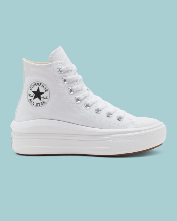 Womens Converse Chuck Taylor Move Platform High Top White - Click Image to Close