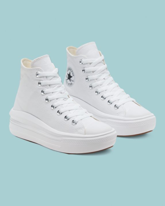 Womens Converse Chuck Taylor Move Platform High Top White - Click Image to Close