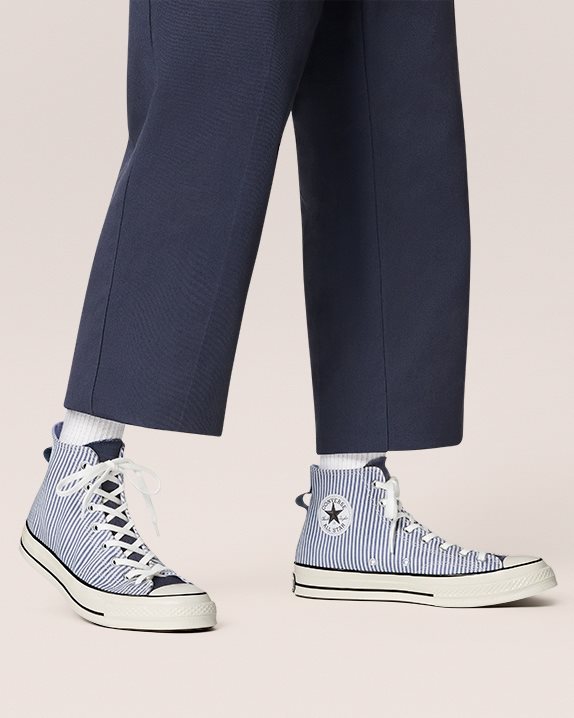 Unisex Converse Chuck 70 Hickory Stripe High Top Washed Indigo