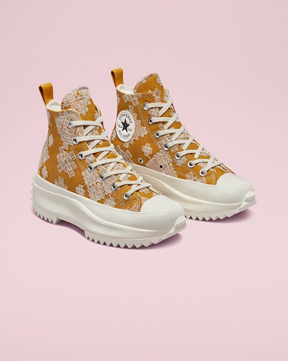 Unisex Converse Run Star Hike Festival Broderie High Top Goldtone