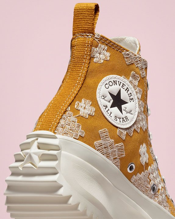 Unisex Converse Run Star Hike Festival Broderie High Top Goldtone