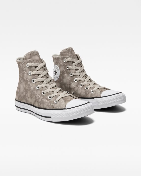 Unisex Converse Chuck Taylor All Star Distressed Leather High Top Light Bone