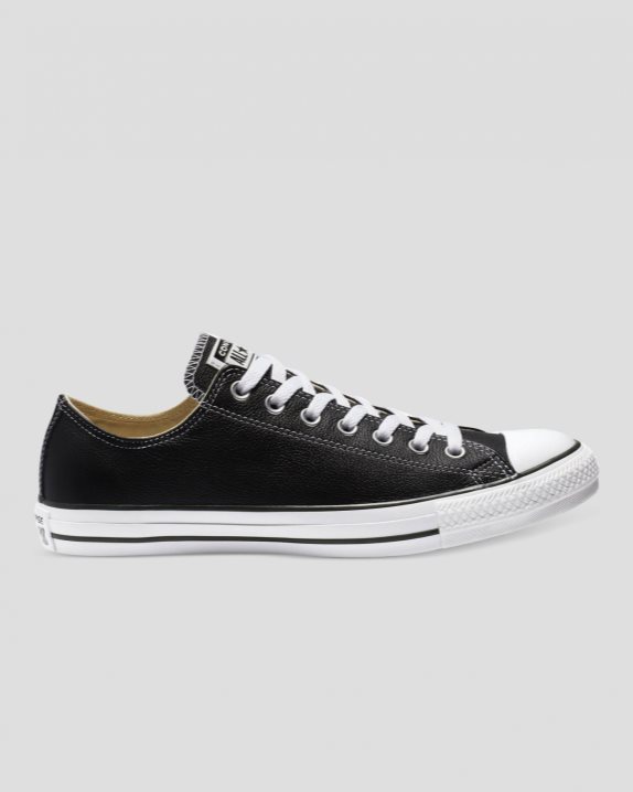 Unisex Converse Chuck Taylor All Star Leather Low Top Black - Click Image to Close