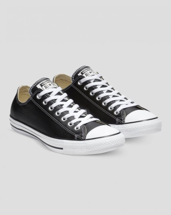 Unisex Converse Chuck Taylor All Star Leather Low Top Black - Click Image to Close