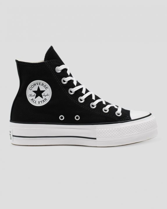 Womens Converse Chuck Taylor All Star Canvas Lift High Top Black - Click Image to Close