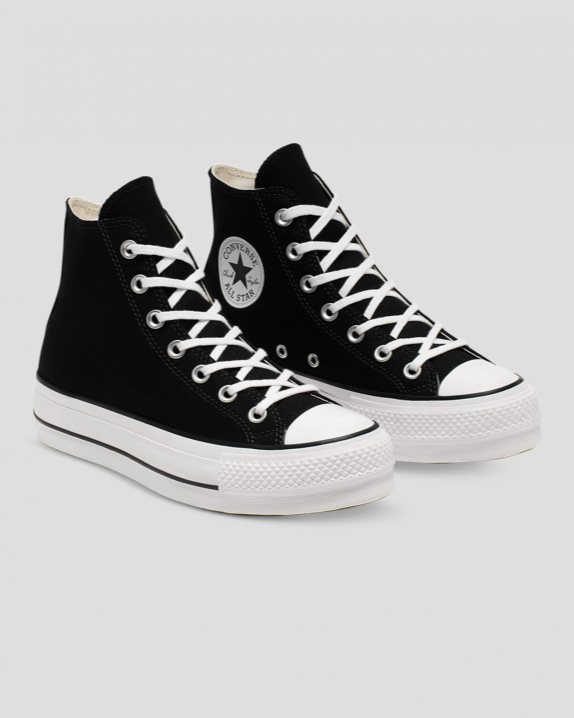 Womens Converse Chuck Taylor All Star Canvas Lift High Top Black - Click Image to Close