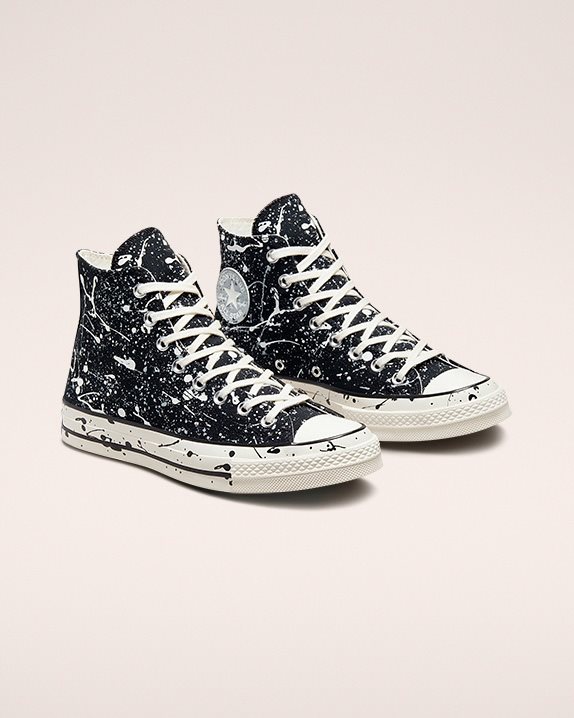 Unisex Converse Chuck 70 Paint Splatter High Top Black - Click Image to Close