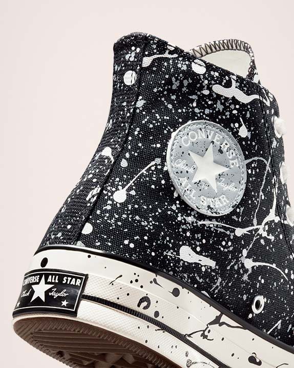 Unisex Converse Chuck 70 Paint Splatter High Top Black - Click Image to Close