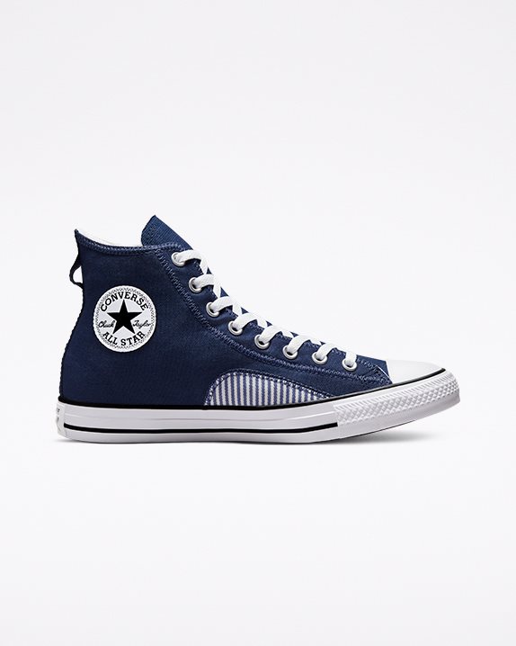 Unisex Converse Chuck Taylor All Star Hickory Stripe High Top Midnight Navy - Click Image to Close