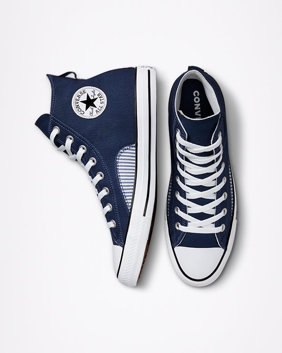 Unisex Converse Chuck Taylor All Star Hickory Stripe High Top Midnight Navy - Click Image to Close