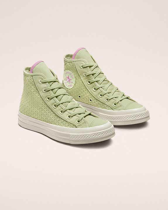 Womens Converse Chuck 70 Summer Jacquard High Top Olive Aura - Click Image to Close