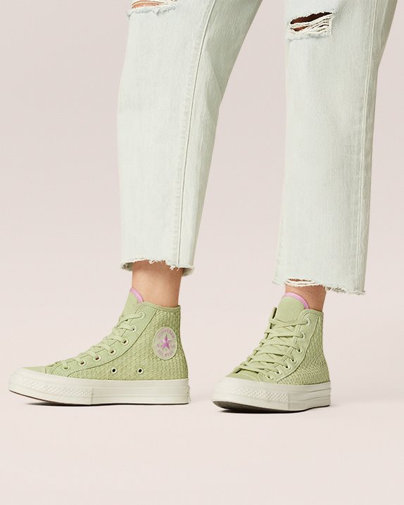 Womens Converse Chuck 70 Summer Jacquard High Top Olive Aura - Click Image to Close