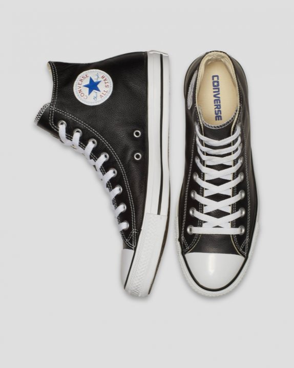 Unisex Converse Chuck Taylor All Star Leather High Top Black - Click Image to Close