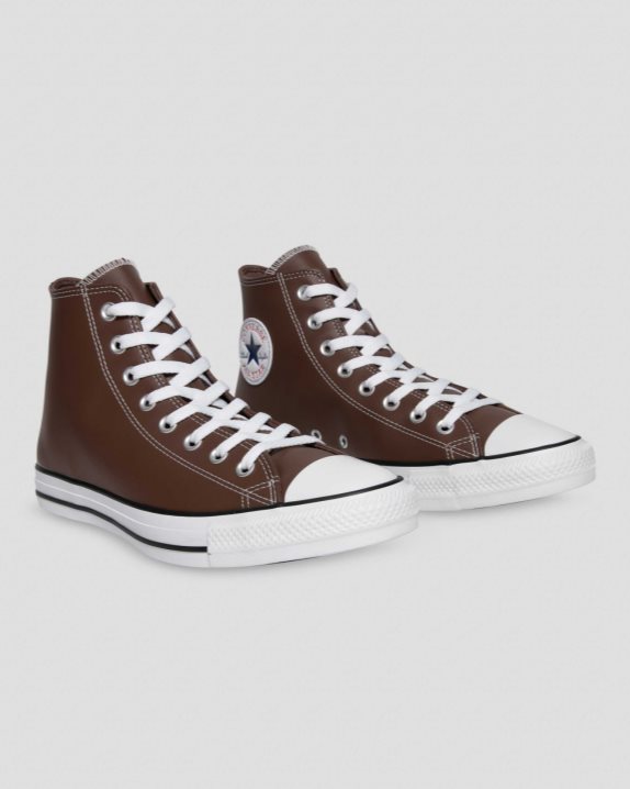 Unisex Converse Chuck Taylor All Star Faux Leather High Top Brazil Nut - Click Image to Close