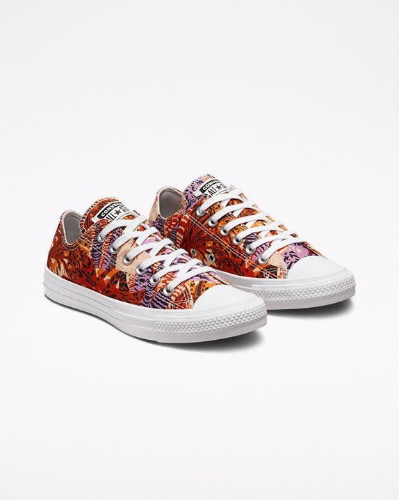 Womens Converse Chuck Taylor All Star Tropical Print Low Top Mantra Orange - Click Image to Close