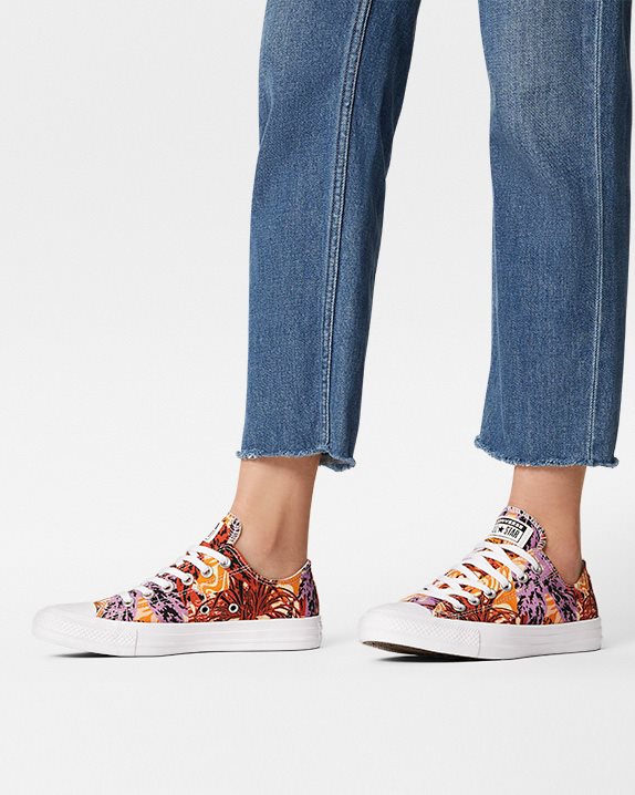 Womens Converse Chuck Taylor All Star Tropical Print Low Top Mantra Orange - Click Image to Close