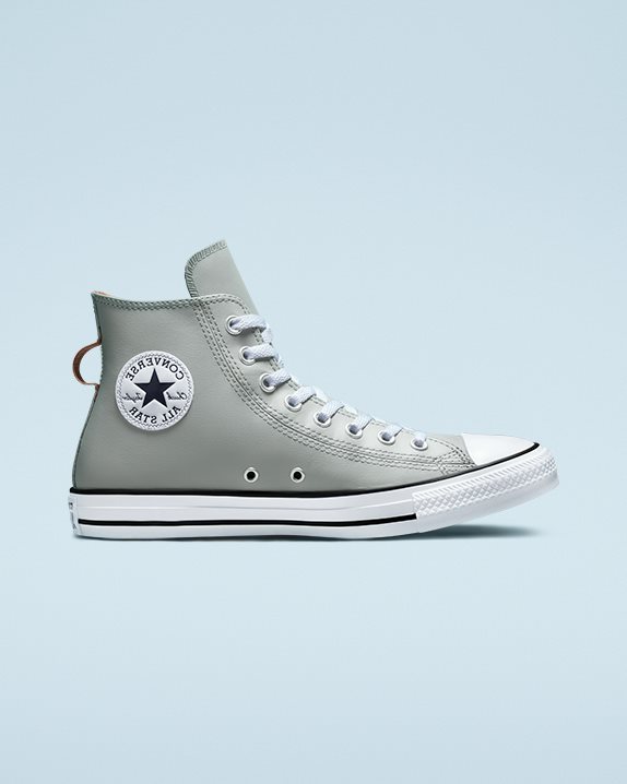 Unisex Converse Chuck Taylor All Star Crafted Faux Leather High Top Slate Sage - Click Image to Close