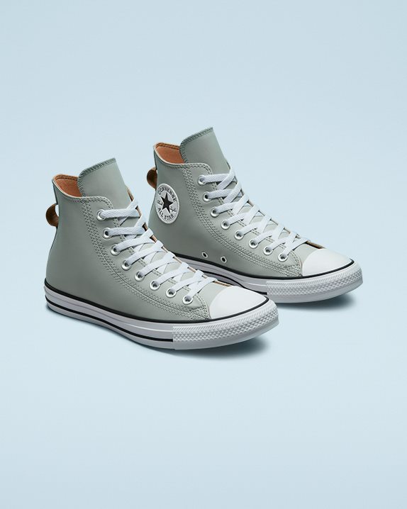 Unisex Converse Chuck Taylor All Star Crafted Faux Leather High Top Slate Sage - Click Image to Close