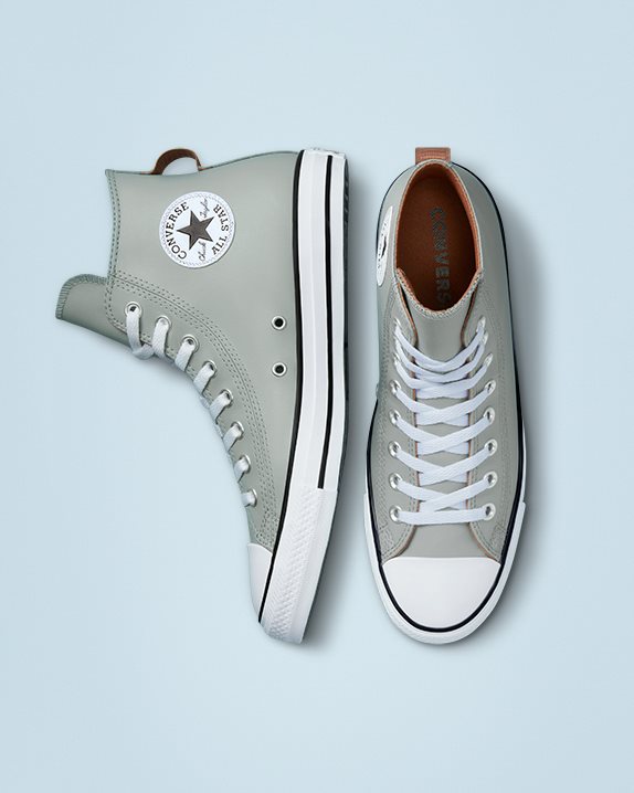 Unisex Converse Chuck Taylor All Star Crafted Faux Leather High Top Slate Sage - Click Image to Close