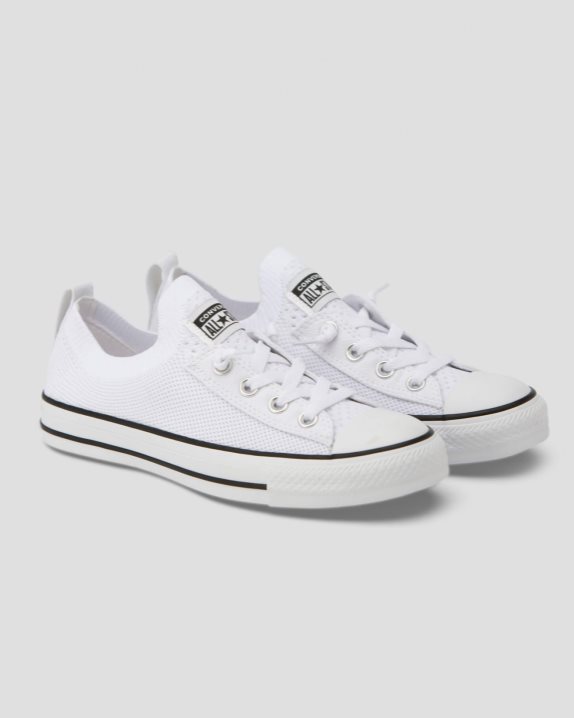 Womens Converse Chuck Taylor All Star Shoreline Knit Slip Low Top White - Click Image to Close