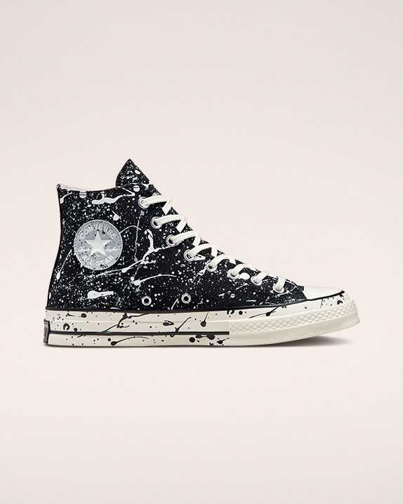 Unisex Converse Chuck 70 Paint Splatter High Top Black - Click Image to Close