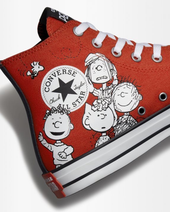 Unisex Converse X Peanuts Unisex Chuck Taylor All Star High Top Signal Red - Click Image to Close