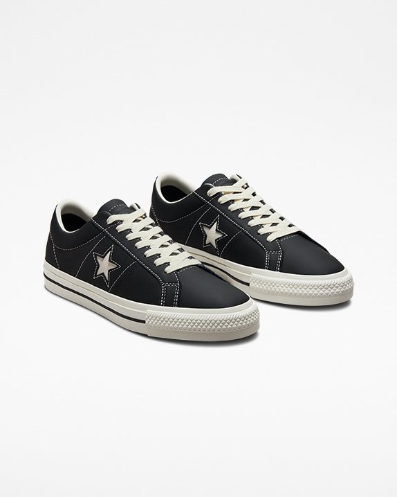 Unisex Converse One Star Pro Leather Low Top Black - Click Image to Close