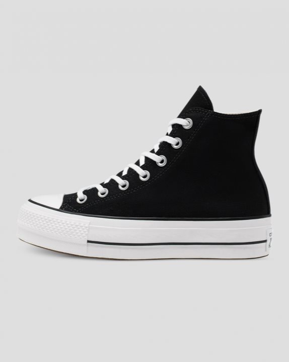 Womens Converse Chuck Taylor All Star Canvas Lift High Top Black - Click Image to Close