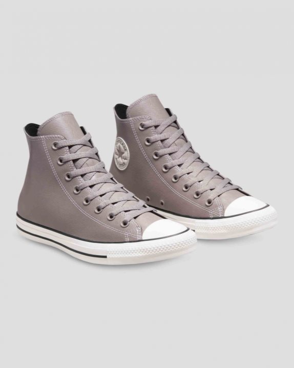 Unisex Converse Chuck Taylor All Star Embossed Leather High Top Mercury Grey - Click Image to Close