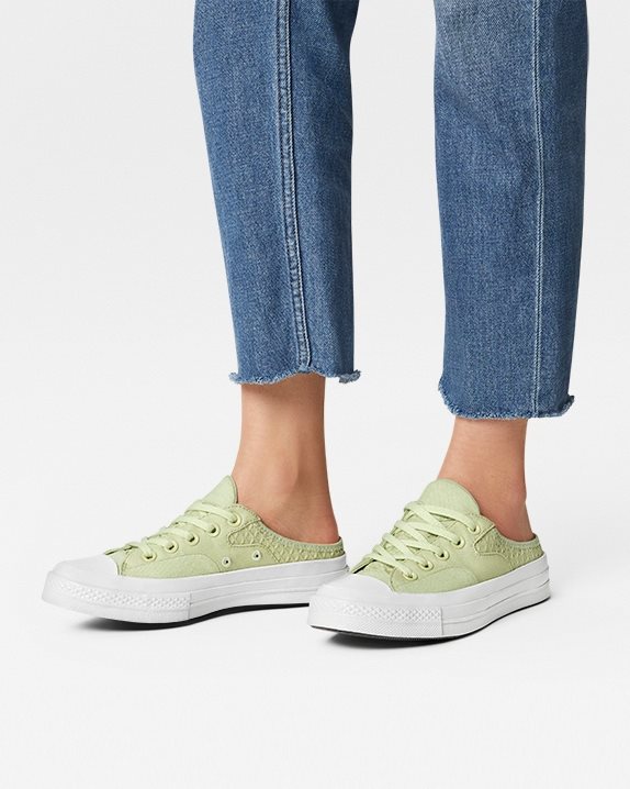 Unisex Converse Chuck 70 Mule Crafted Jacquard Slip Olive Aura - Click Image to Close
