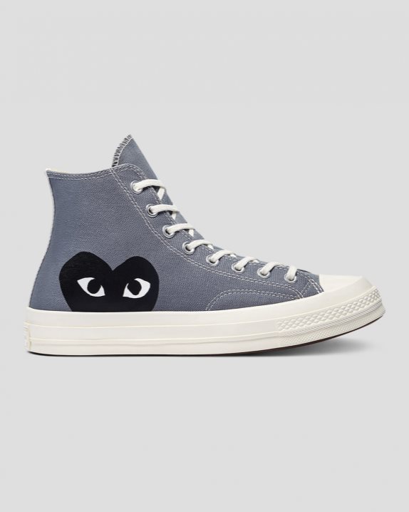 Unisex Converse X Comme des Gar?ons Chuck 70 Play High Top Steel Grey - Click Image to Close
