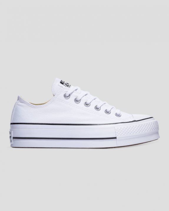 Womens Converse Chuck Taylor All Star Canvas Lift Low Top White - Click Image to Close