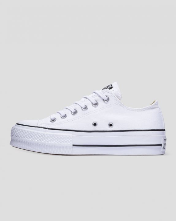 Womens Converse Chuck Taylor All Star Canvas Lift Low Top White - Click Image to Close