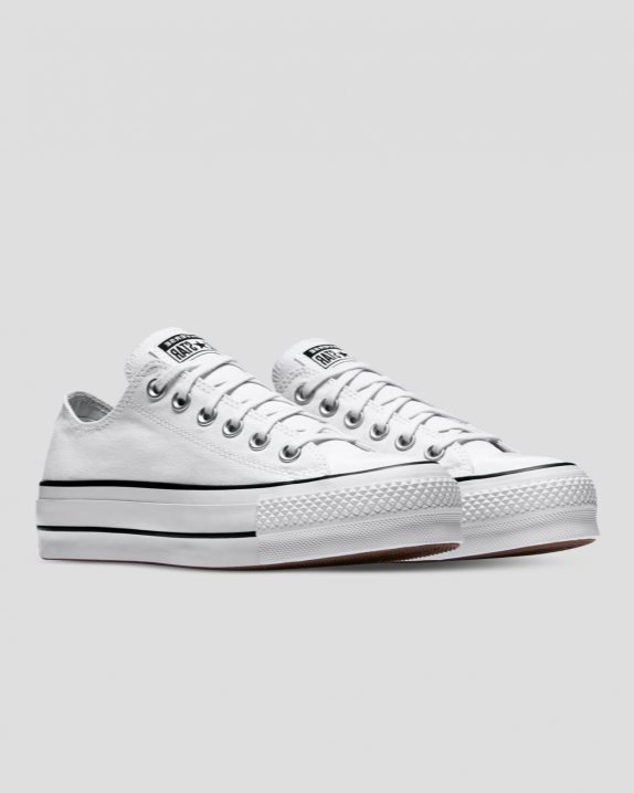 Womens Converse Chuck Taylor All Star Canvas Lift Low Top White - Click Image to Close