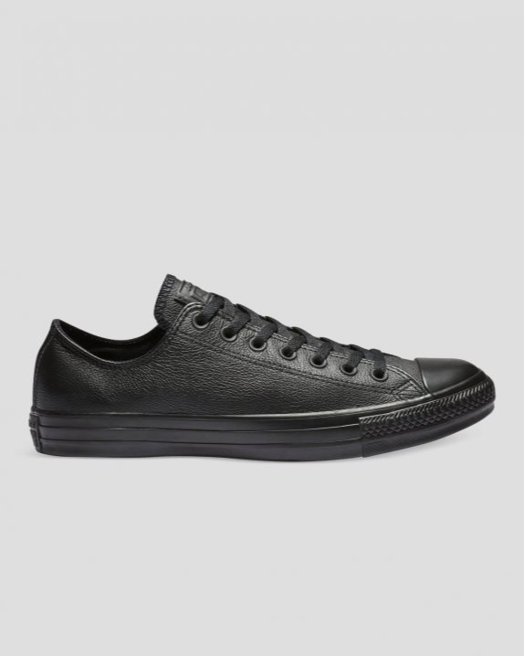 Unisex Converse Chuck Taylor All Star Leather Low Top Black Mono - Click Image to Close