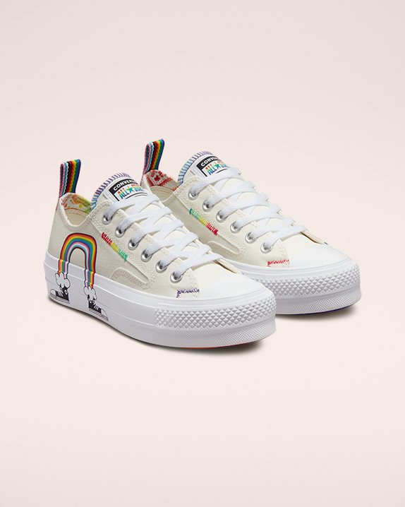 Unisex Converse Chuck Taylor All Star Pride Lift Low Top Egret - Click Image to Close