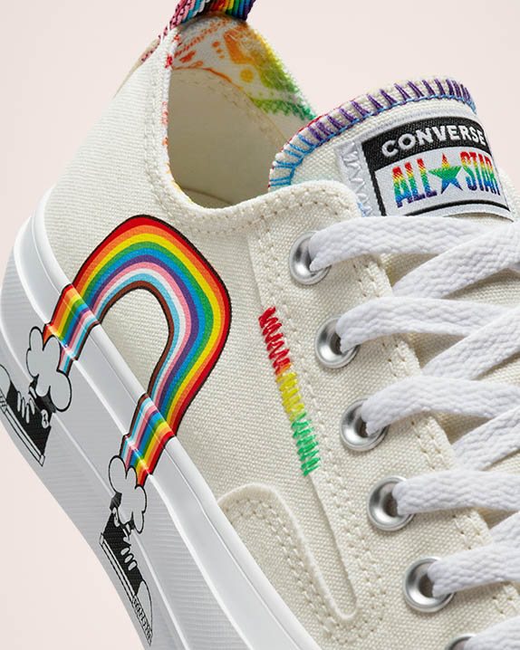 Unisex Converse Chuck Taylor All Star Pride Lift Low Top Egret - Click Image to Close