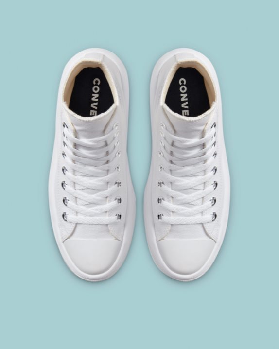 Womens Converse Chuck Taylor Move Platform High Top White - Click Image to Close