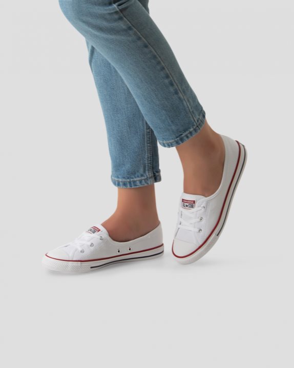 Womens Converse Chuck Taylor All Star Dainty Ballet Lace Slip White - Click Image to Close