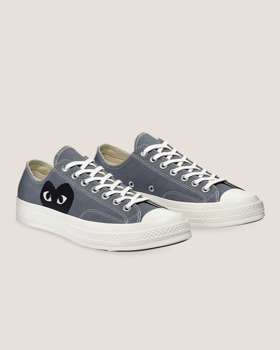 Unisex Converse X Comme des Gar?ons Chuck 70 Play Low Top Steel Grey - Click Image to Close