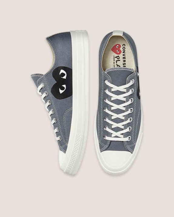 Unisex Converse X Comme des Gar?ons Chuck 70 Play Low Top Steel Grey - Click Image to Close
