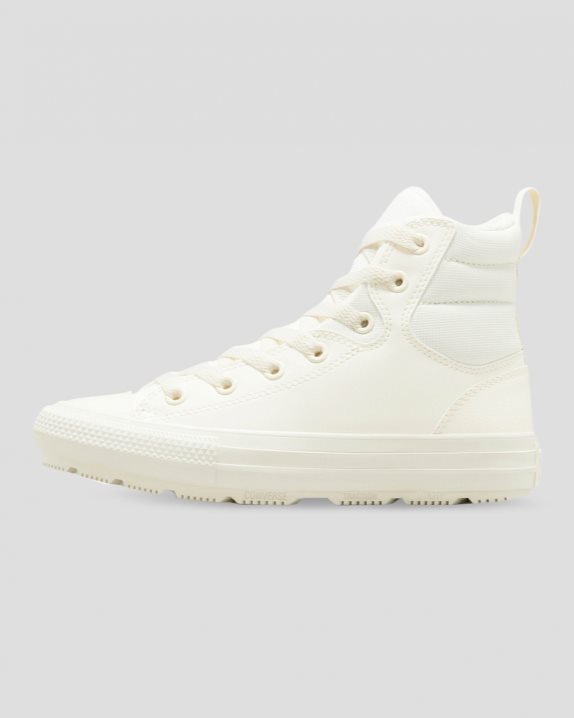 Unisex Converse Chuck Taylor All Star Faux Leather Berkshire Boot High Top Egret - Click Image to Close