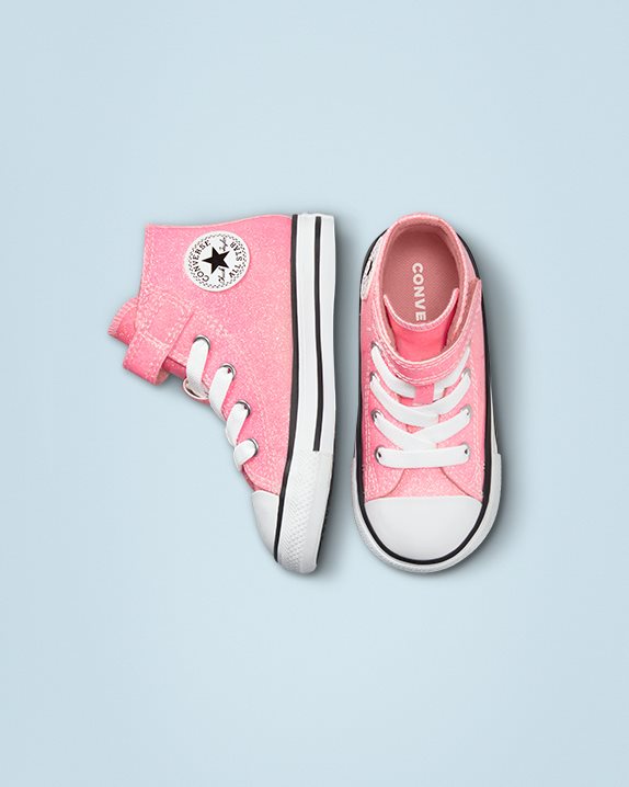 Chuck Taylor All Star Sun Kissed Glitter 1V Toddler High Top Pink - Click Image to Close