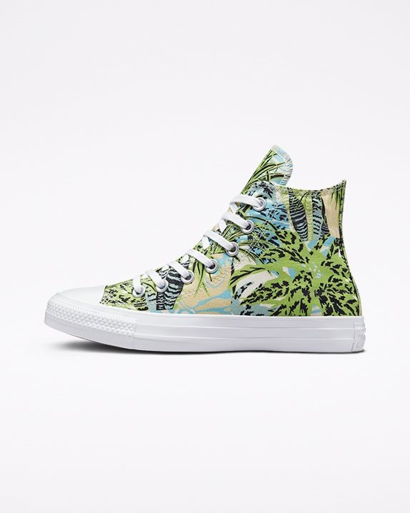 Womens Converse Chuck Taylor All Star Tropical Print High Top Lime Rave - Click Image to Close