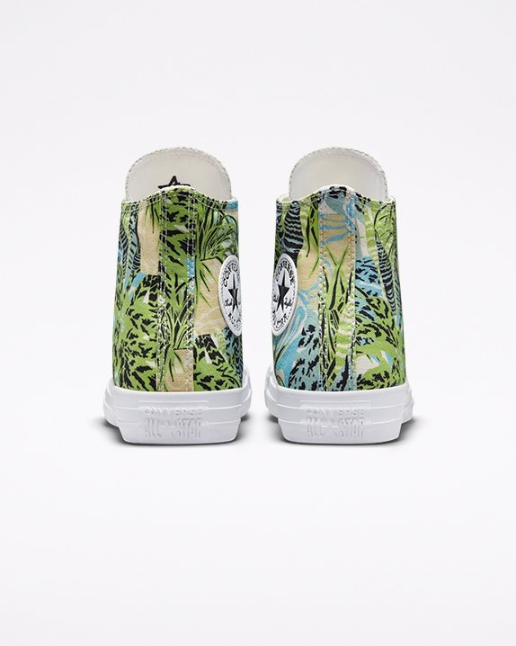 Womens Converse Chuck Taylor All Star Tropical Print High Top Lime Rave - Click Image to Close