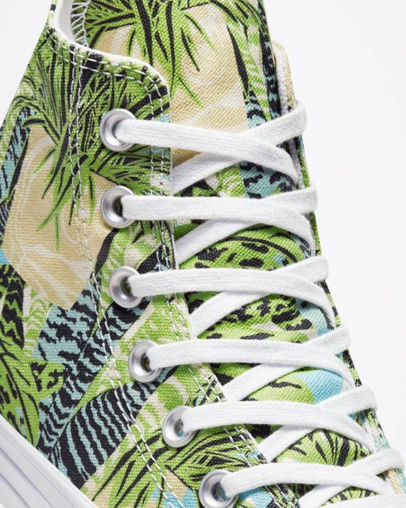 Womens Converse Chuck Taylor All Star Tropical Print High Top Lime Rave - Click Image to Close