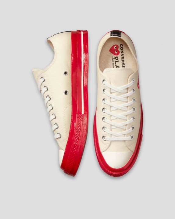 Unisex Converse X Comme des Gar?ons PLAY Chuck 70 Low Top Pristine - Click Image to Close